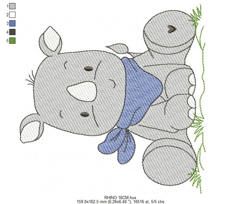 Rhino embroidery designs - Safari Wild Animal embroidery design machine embroidery pattern - baby boy and girl embroidery file - Instant download pes jef - Marcia Embroidery