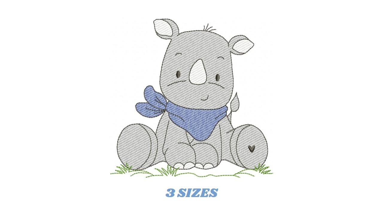 Rhino embroidery designs - Safari Wild Animal embroidery design machine embroidery pattern - baby boy and girl embroidery file - Instant download pes jef - Marcia Embroidery