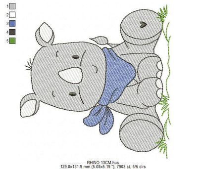 Rhino embroidery designs - Safari Wild Animal embroidery design machine embroidery pattern - baby boy and girl embroidery file - Instant download pes jef - Marcia Embroidery