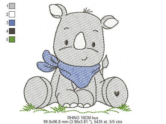 Rhino embroidery designs - Safari Wild Animal embroidery design machine embroidery pattern - baby boy and girl embroidery file - Instant download pes jef - Marcia Embroidery