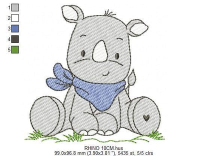 Rhino embroidery designs - Safari Wild Animal embroidery design machine embroidery pattern - baby boy and girl embroidery file - Instant download pes jef - Marcia Embroidery