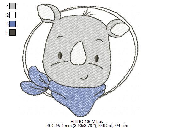 Rhino embroidery designs - Safari Wild Animal embroidery design machine embroidery pattern - baby boy and girl file - Instant download pes jef - Marcia Embroidery