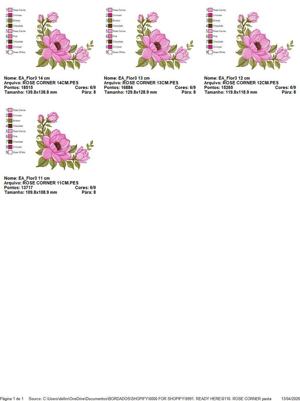 Rose Corner embroidery designs - Flower for Kitchen Towel machine embroidery pattern - Baby Girl file - Instant digital download pes - Marcia Embroidery