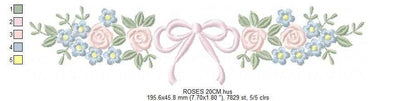 Roses flowers and lace embroidery design - Roses Line Divider machine embroidery pattern - Floral wreath garland file - Instant download pes jef - Marcia Embroidery