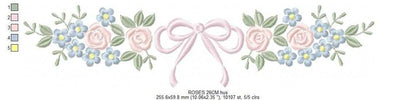 Roses flowers and lace embroidery design - Roses Line Divider machine embroidery pattern - Floral wreath garland file - Instant download pes jef - Marcia Embroidery