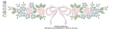 Roses flowers and lace embroidery design - Roses Line Divider machine embroidery pattern - Floral wreath garland file - Instant download pes jef - Marcia Embroidery