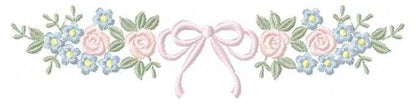 Roses flowers and lace embroidery design - Roses Line Divider machine embroidery pattern - Floral wreath garland file - Instant download pes jef - Marcia Embroidery