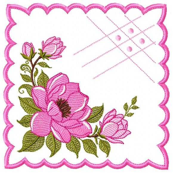 Roses Frame embroidery design - Flower Square machine embroidery pattern - Floral Kitchen Towel file - Instant digital download pes - Marcia Embroidery