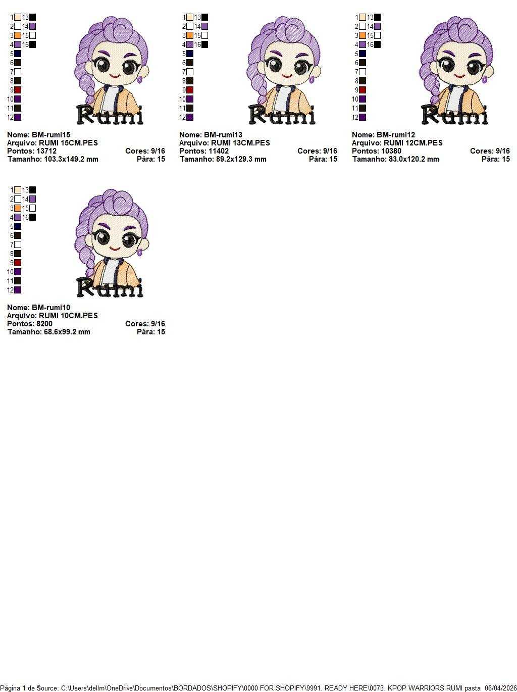 Rumi KPop Demon Hunters embroidery design - Kpop Warriors machine embroidery patterns - Baby girl file - Instant digital download - Marcia Embroidery