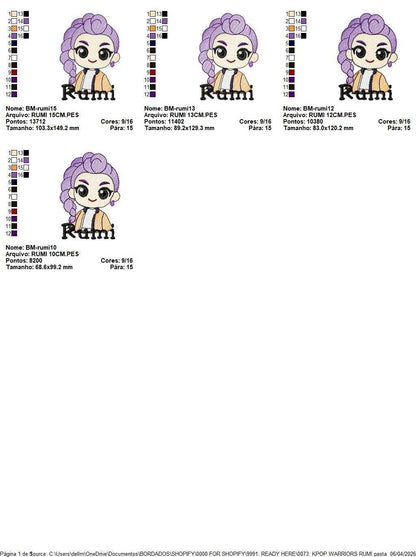 Rumi KPop Demon Hunters embroidery design - Kpop Warriors machine embroidery patterns - Baby girl file - Instant digital download - Marcia Embroidery