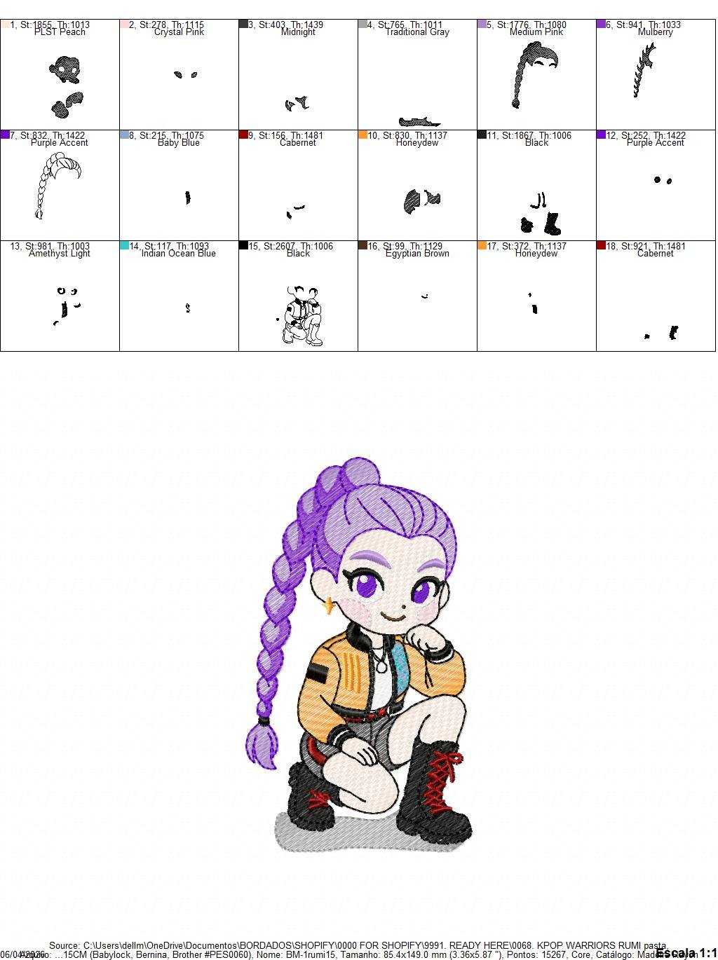 Rumi KPop Demon Hunters embroidery design - Kpop Warriors machine embroidery patterns - Baby girl file - Instant digital download - Marcia Embroidery