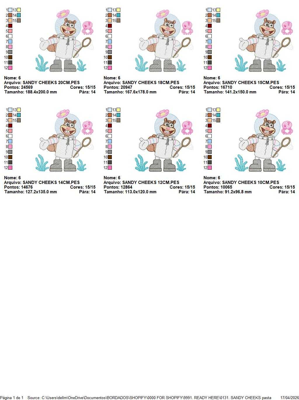 Sandy Cheeks embroidery design - SpongeBob SquarePants cartoon machine embroidery pattern - Baby boy and girl file - Instant digital download pes jef dst - Marcia Embroidery