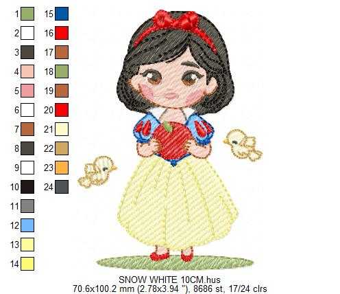 Snow White embroidery design - Disney Princess machine embroidery pattern - Baby girl file - Instant digital download pes jef dst hus - Marcia Embroidery