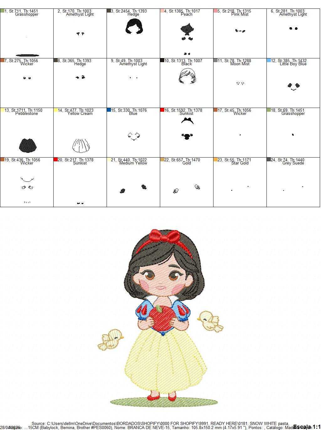 Snow White embroidery design - Disney Princess machine embroidery pattern - Baby girl file - Instant digital download pes jef dst hus - Marcia Embroidery