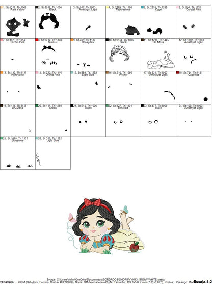 Snow White embroidery design - Disney Princess machine embroidery patterns - Instant digital download - Marcia Embroidery