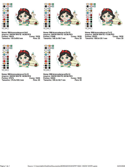 Snow White embroidery design - Disney Princess machine embroidery patterns - Instant digital download - Marcia Embroidery