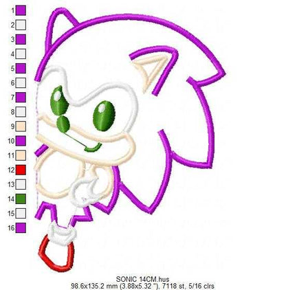 Sonic embroidery design - Sonic the Hedgehog machine embroidery pattern - Baby boy and girl file - Instant digital download pes jef - Marcia Embroidery
