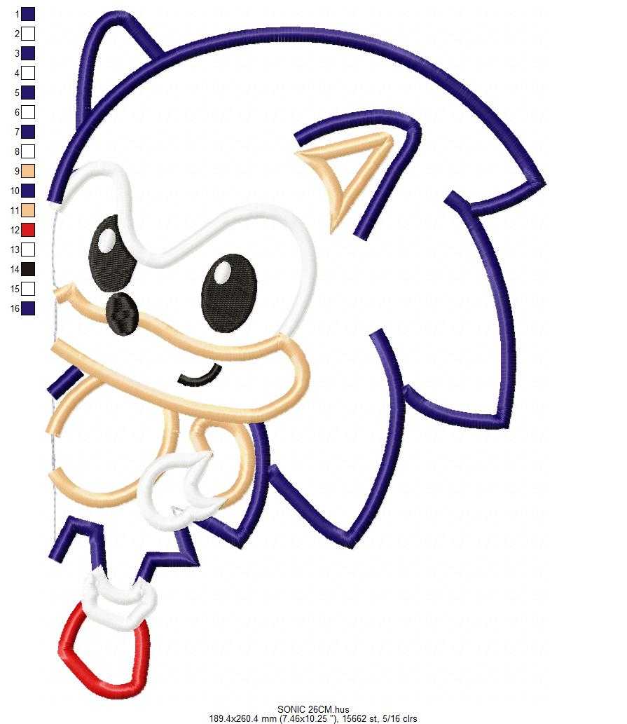 Sonic embroidery design - Sonic the Hedgehog machine embroidery pattern - Baby boy and girl file - Instant digital download pes jef - Marcia Embroidery