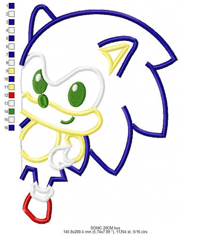 Sonic embroidery design - Sonic the Hedgehog machine embroidery pattern - Baby boy and girl file - Instant digital download pes jef - Marcia Embroidery