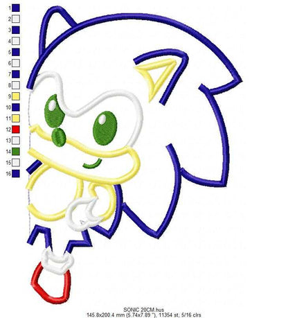 Sonic embroidery design - Sonic the Hedgehog machine embroidery pattern - Baby boy and girl file - Instant digital download pes jef - Marcia Embroidery