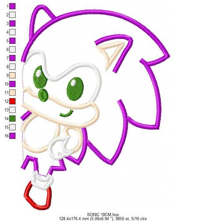 Sonic embroidery design - Sonic the Hedgehog machine embroidery pattern - Baby boy and girl file - Instant digital download pes jef - Marcia Embroidery