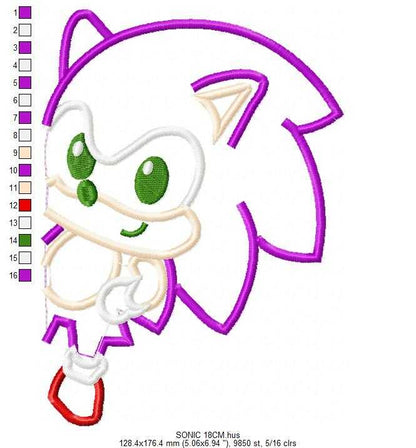 Sonic embroidery design - Sonic the Hedgehog machine embroidery pattern - Baby boy and girl file - Instant digital download pes jef - Marcia Embroidery