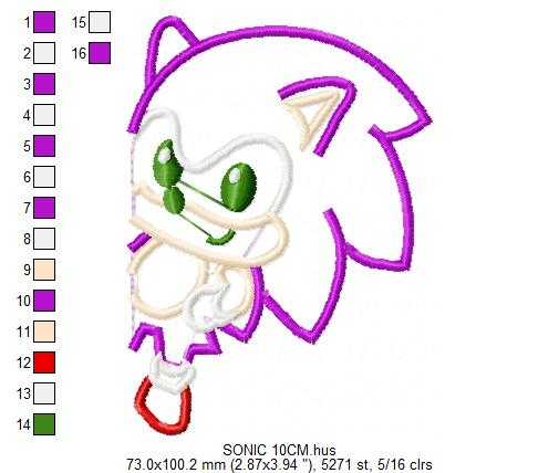 Sonic embroidery design - Sonic the Hedgehog machine embroidery pattern - Baby boy and girl file - Instant digital download pes jef - Marcia Embroidery