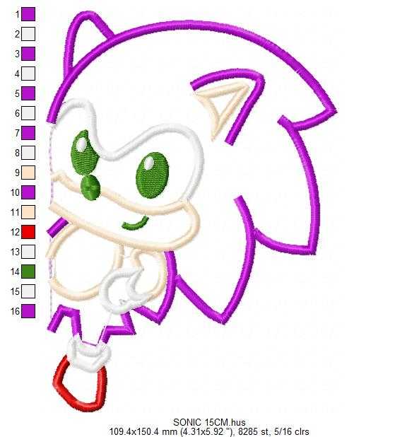 Sonic embroidery design - Sonic the Hedgehog machine embroidery pattern - Baby boy and girl file - Instant digital download pes jef - Marcia Embroidery
