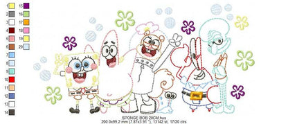 Sponge Bob embroidery design - SpongeBob SquarePants cartoon machine embroidery pattern - Baby boy and girl file - Instant digital download - Marcia Embroidery