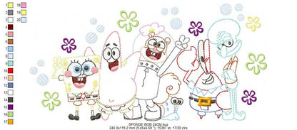 Sponge Bob embroidery design - SpongeBob SquarePants cartoon machine embroidery pattern - Baby boy and girl file - Instant digital download - Marcia Embroidery