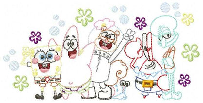 Sponge Bob embroidery design - SpongeBob SquarePants cartoon machine embroidery pattern - Baby boy and girl file - Instant digital download - Marcia Embroidery