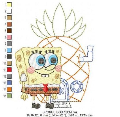 Sponge Bob embroidery design - SpongeBob SquarePants cartoon machine embroidery pattern - Baby boy and girl file - Instant digital download pes jef dst - Marcia Embroidery