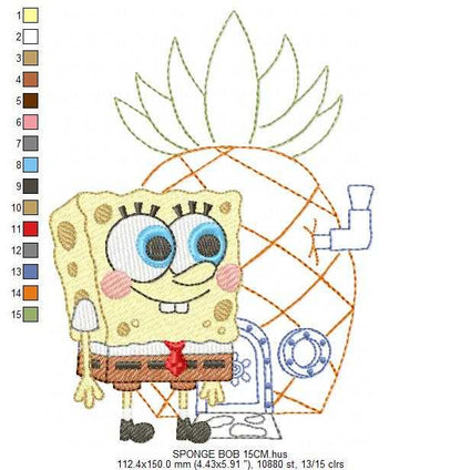 Sponge Bob embroidery design - SpongeBob SquarePants cartoon machine embroidery pattern - Baby boy and girl file - Instant digital download pes jef dst - Marcia Embroidery