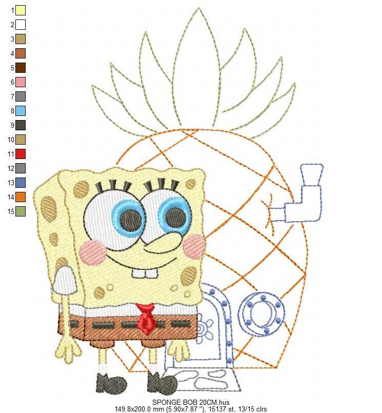 Sponge Bob embroidery design - SpongeBob SquarePants cartoon machine embroidery pattern - Baby boy and girl file - Instant digital download pes jef dst - Marcia Embroidery