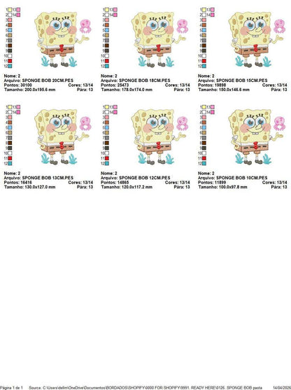 Sponge Bob embroidery design - SpongeBob SquarePants cartoon machine embroidery pattern - Baby boy and girl file - Instant digital download pes jef dst - Marcia Embroidery
