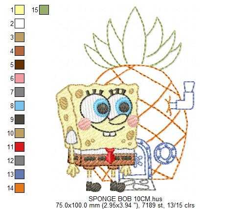 Sponge Bob embroidery design - SpongeBob SquarePants cartoon machine embroidery pattern - Baby boy and girl file - Instant digital download pes jef dst - Marcia Embroidery