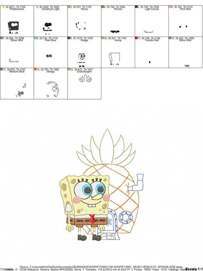 Sponge Bob embroidery design - SpongeBob SquarePants cartoon machine embroidery pattern - Baby boy and girl file - Instant digital download pes jef dst - Marcia Embroidery
