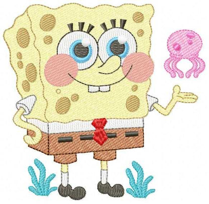 Sponge Bob embroidery design - SpongeBob SquarePants cartoon machine embroidery pattern - Baby boy and girl file - Instant digital download pes jef dst - Marcia Embroidery