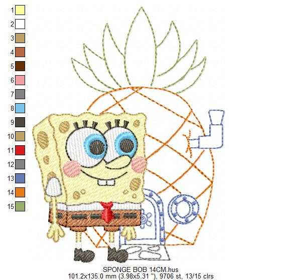 Sponge Bob embroidery design - SpongeBob SquarePants cartoon machine embroidery pattern - Baby boy and girl file - Instant digital download pes jef dst - Marcia Embroidery