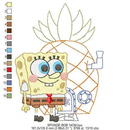 Sponge Bob embroidery design - SpongeBob SquarePants cartoon machine embroidery pattern - Baby boy and girl file - Instant digital download pes jef dst - Marcia Embroidery