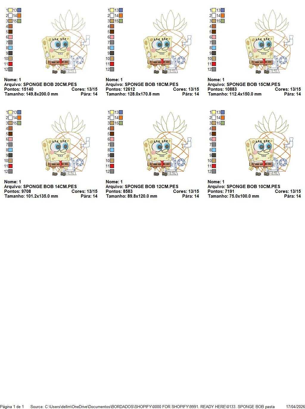 Sponge Bob embroidery design - SpongeBob SquarePants cartoon machine embroidery pattern - Baby boy and girl file - Instant digital download pes jef dst - Marcia Embroidery