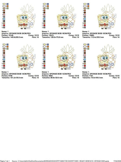 Sponge Bob embroidery design - SpongeBob SquarePants cartoon machine embroidery pattern - Baby boy and girl file - Instant digital download pes jef dst - Marcia Embroidery