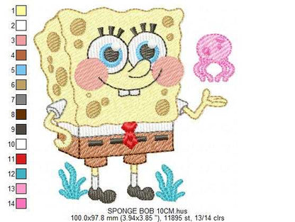 Sponge Bob embroidery design - SpongeBob SquarePants cartoon machine embroidery pattern - Baby boy and girl file - Instant digital download pes jef dst - Marcia Embroidery