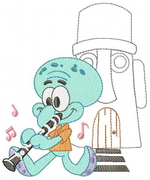Squidward Tentacles embroidery design - SpongeBob SquarePants cartoon machine embroidery pattern - Baby boy and girl file - Instant digital download pes jef dst - Marcia Embroidery