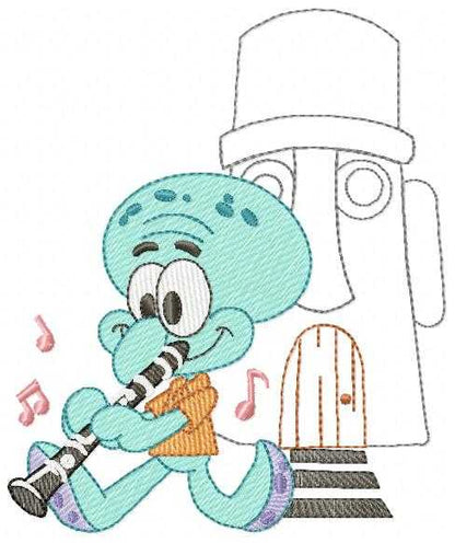 Squidward Tentacles embroidery design - SpongeBob SquarePants cartoon machine embroidery pattern - Baby boy and girl file - Instant digital download pes jef dst - Marcia Embroidery