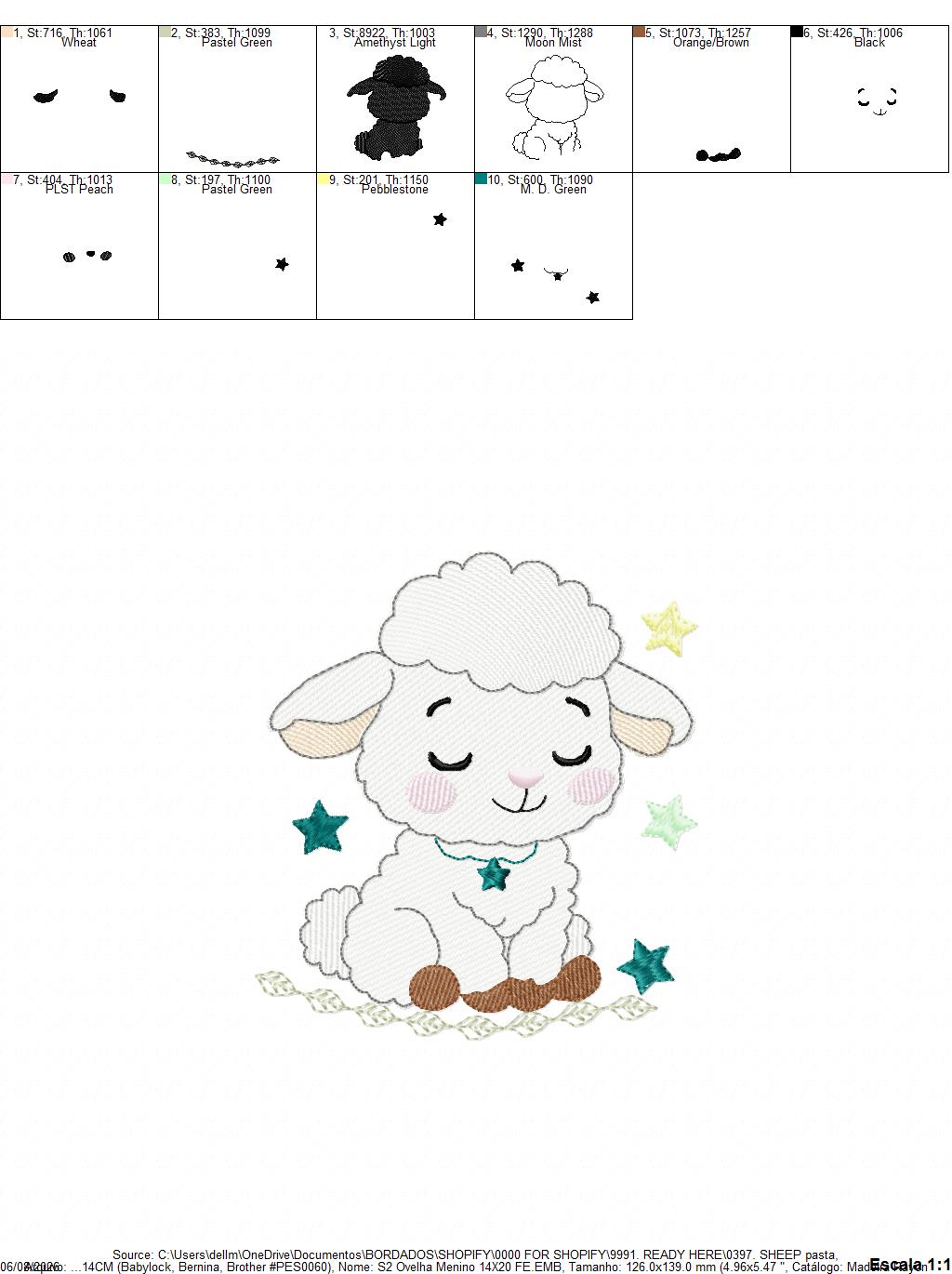 Sheep embroidery design - Farm Animal Lamb machine embroidery pattern - Newborn Baby Girl file - Instant digital download pes jef dst