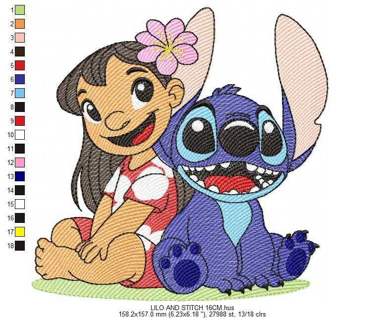 Stitch embroidery design - Lilo and Stitch Cartoon machine embroidery pattern - Baby boy and girl file - Instant digital download pes jef - Marcia Embroidery