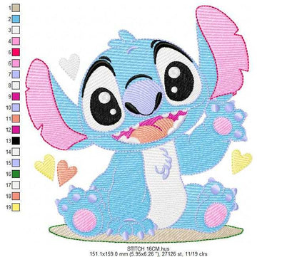 Stitch embroidery design - Lilo and Stitch Cartoon machine embroidery pattern - Baby boy and girl file - Instant digital download pes jef - Marcia Embroidery