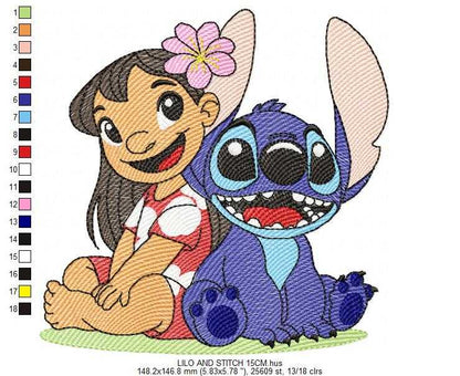 Stitch embroidery design - Lilo and Stitch Cartoon machine embroidery pattern - Baby boy and girl file - Instant digital download pes jef - Marcia Embroidery