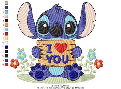 Stitch embroidery design - Lilo and Stitch Cartoon machine embroidery pattern - Baby boy and girl file - Instant digital download pes jef - Marcia Embroidery